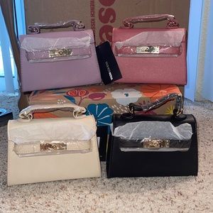 Set of 4 Bags: Pink, Purple, Black, and Nude/Cream